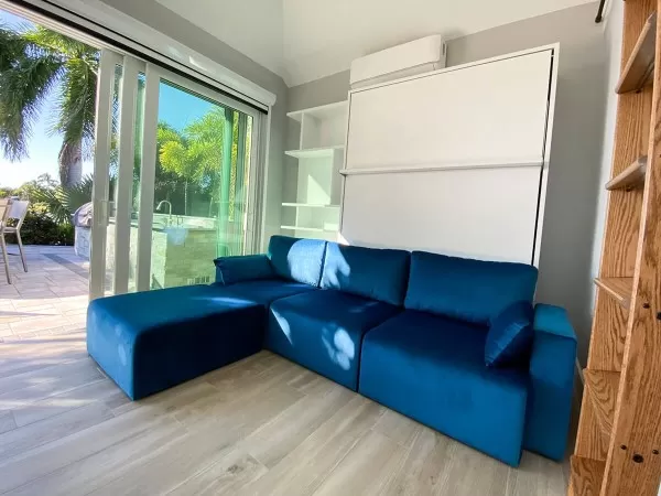 ROYAL Queen Wall Bed with Sectional Sofa and Bookcase Set 211