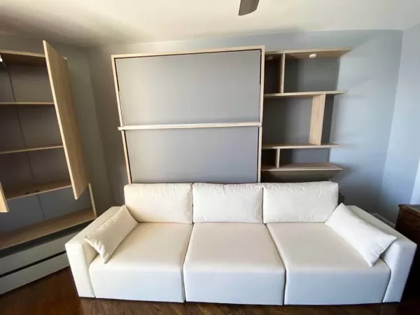 ROYAL Queen Wall Bed with Sectional Sofa and Bookcase Set 243