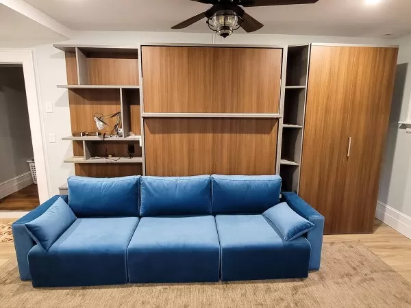 ROYAL Queen Wall Bed with Sectional Sofa and Bookcase Set 290