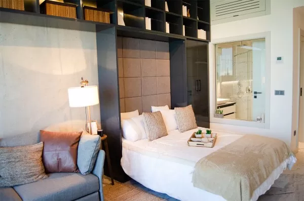 ROYAL Queen Wall Bed with Sectional Sofa and Bookcase Set 66