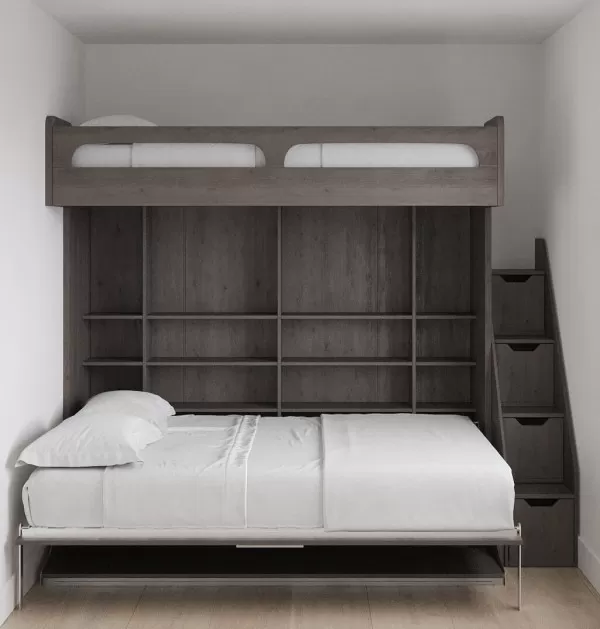 Castello Twin Over Full Wall Bunk Bed with Desk 1