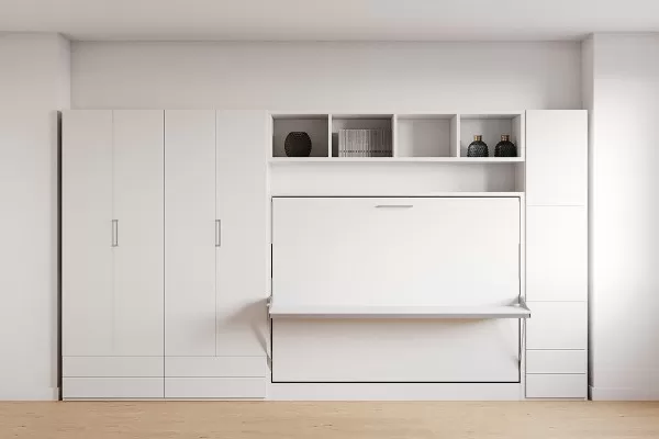 Double Fold Queen Murphy Wall Bed with Wardrobe