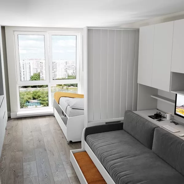 Eco Compact FullFullXL Sofa Bed and Cabinet System 4