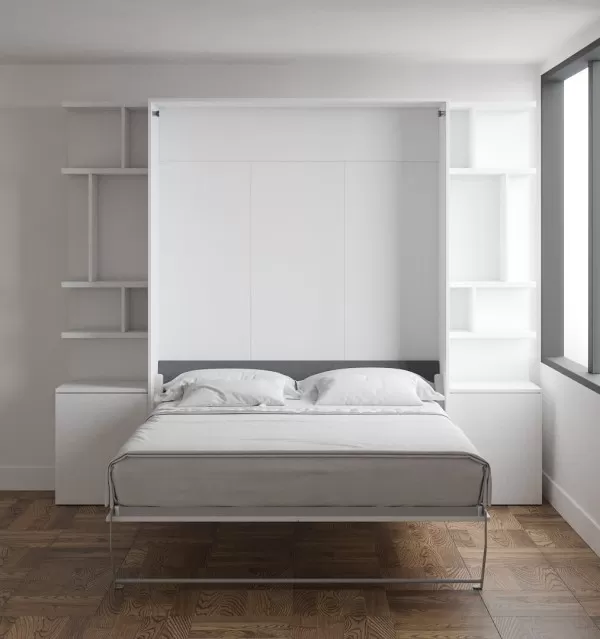 Loft Bed Queen Size with Bookcase Set 1