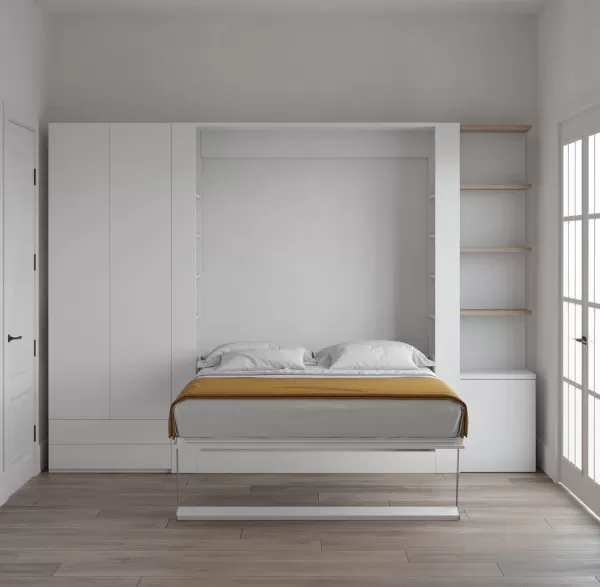 Nova Queen Wall Bed with Bookcase and Wardrobe 5