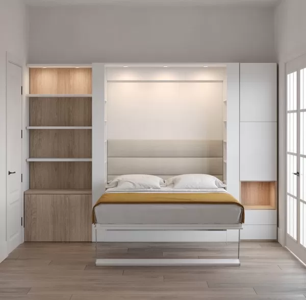 Nova Queen Wall Bed with Bookcase and Wardrobe 6