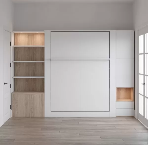 Nova Queen Wall Bed with Bookcase and Wardrobe 7
