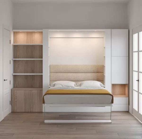 Nova Queen Wall Bed with Bookcase and Wardrobe 8