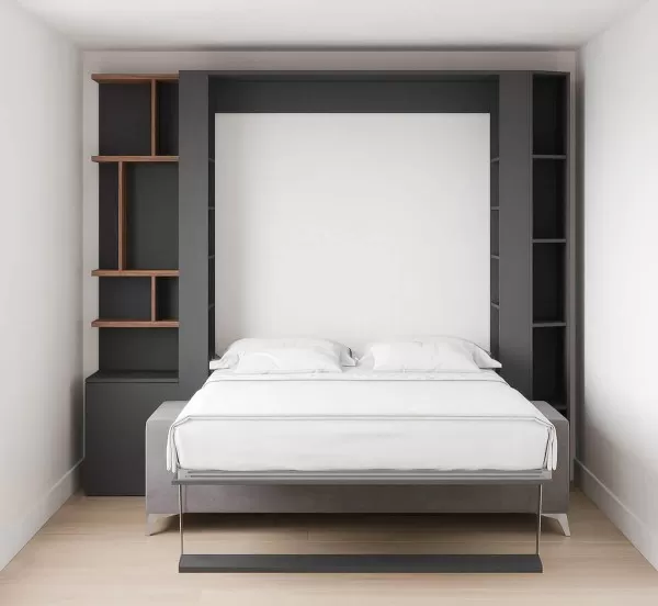 Nova Queen Wall Bed with Sectional Sofa and Bookcase Set 2