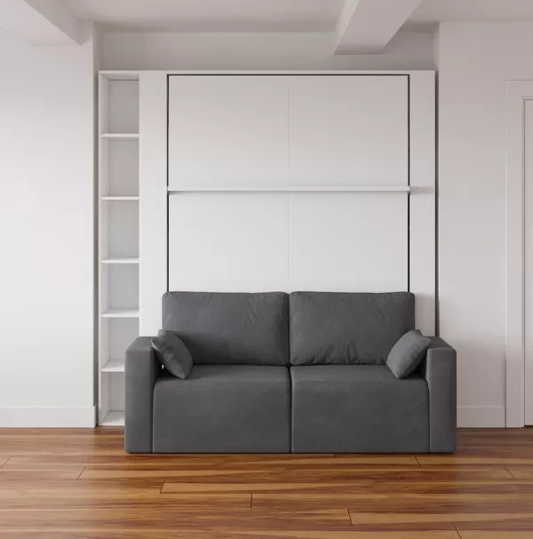 Nova Queen Wall Bed with Sectional Sofa and Bookcase Set 4