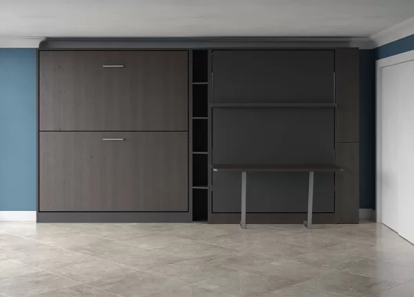 Pensiero Twin Wall Bunk Bed Royal Queen Wall Bed Bookcase and Desk 2