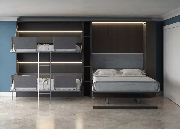 Pensiero Twin Wall Bunk Bed Royal Queen Wall Bed Bookcase and Desk 3