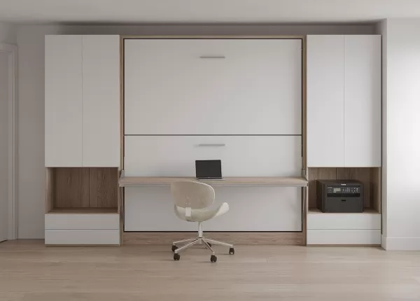 Pensiero Twin Wall Bunk Bed with Desk and Wardrobe 3