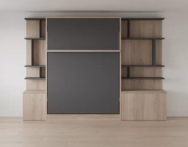 ROYAL Queen Wall Bed with Bookcase Set