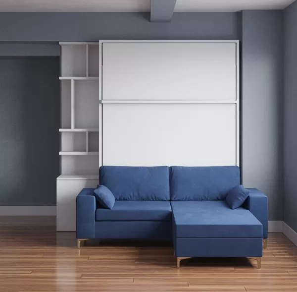 ROYAL Queen Wall Bed with Sectional Sofa Wardrobe and Bookcase Set