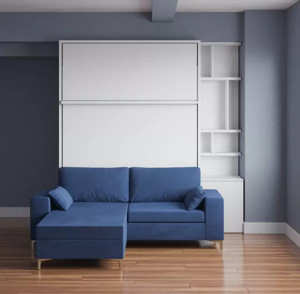 ROYAL Queen Wall Bed with Sectional Sofa and Bookcase Set 394