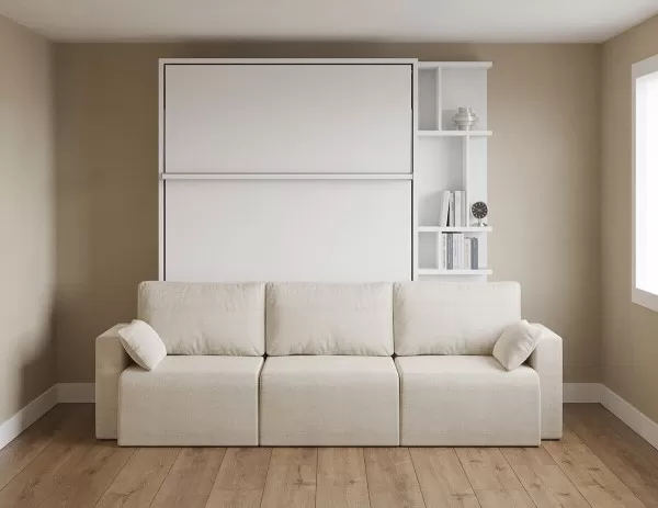 ROYAL Queen Wall Bed with Sectional Sofa and Bookcase Set 405