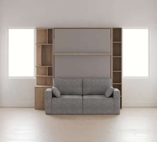 ROYAL Queen Wall Bed with Sectional Sofa and Bookcase Set 409