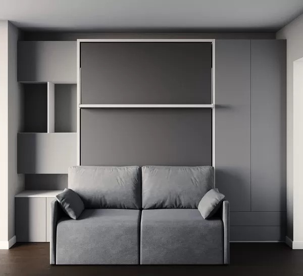 Royal Full Full XL Wall Bed with Sectional Sofa Wardrobe and Bookcase Set 3