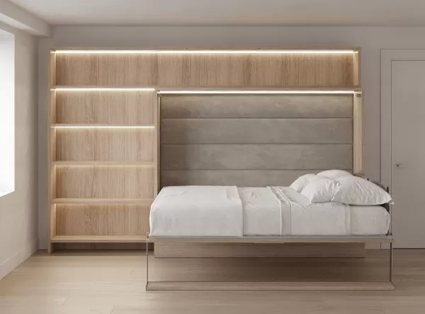 Royal Horizontal Queen Wall Bed with Bookcases 10