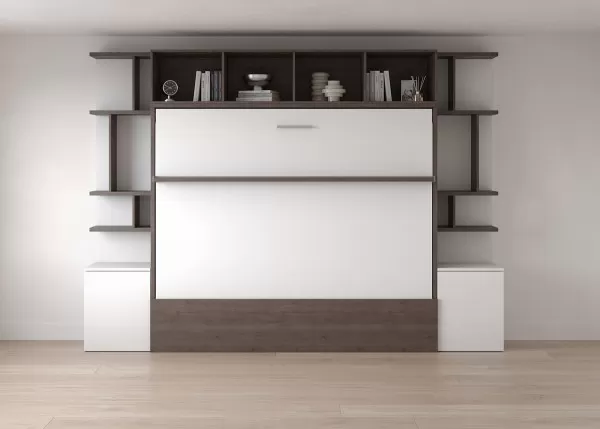 Royal Horizontal Queen Wall Bed with Bookcases 2