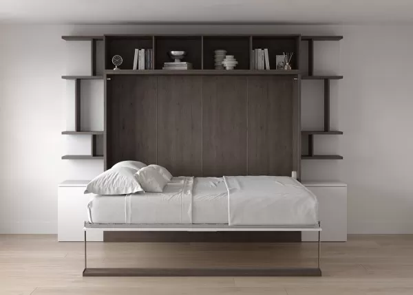 Royal Horizontal Queen Wall Bed with Bookcases 5