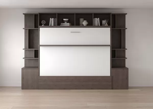 Royal Horizontal Queen Wall Bed with Bookcases 6