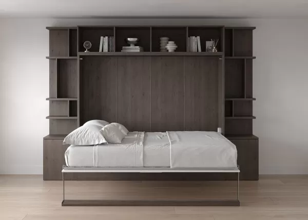 Royal Horizontal Queen Wall Bed with Bookcases 7