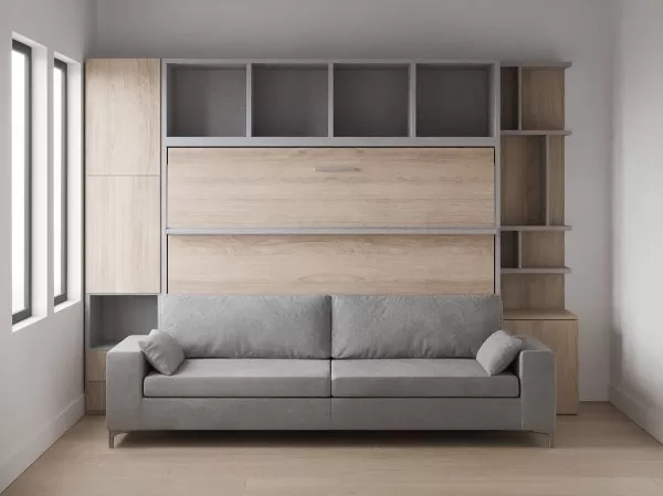 Royal Horizontal Queen Wall Bed with Convertible Wardrobe and Bookcase 6