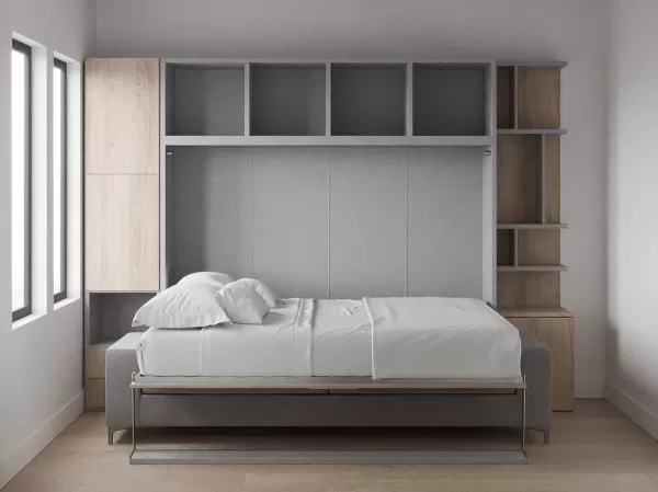 Royal Horizontal Queen Wall Bed with Convertible Wardrobe and Bookcase 7