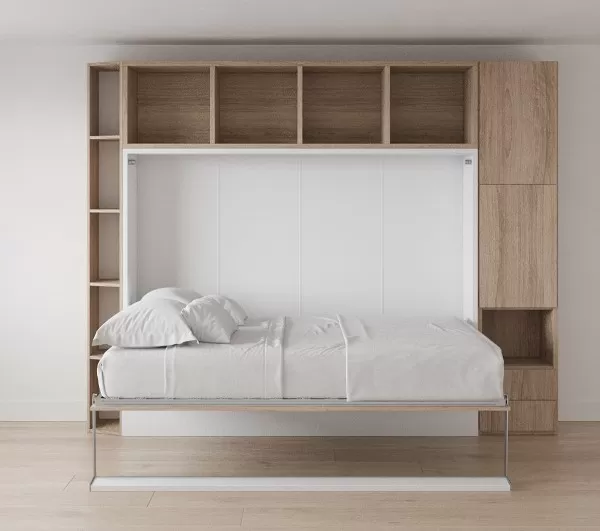 Royal Horizontal Queen Wall Bed with Convertible Wardrobe and Bookcase 9