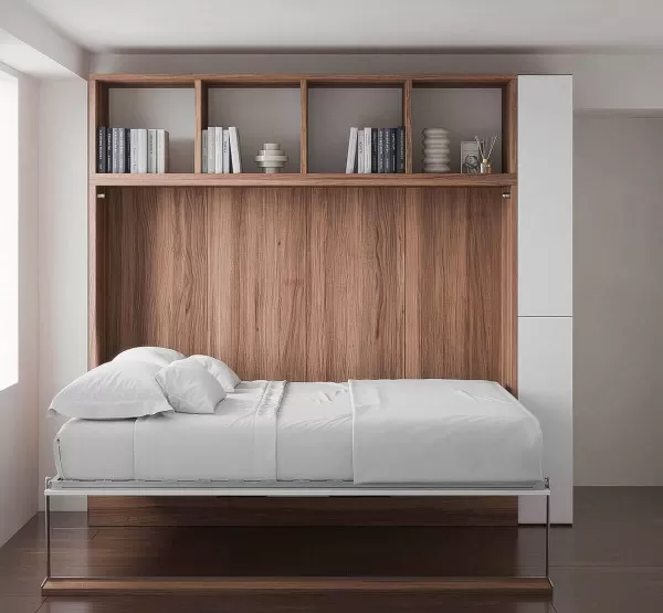 Royal Horizontal Queen Wall Bed with Desk and Bookcase 2