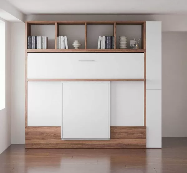 Royal Horizontal Queen Wall Bed with Desk and Bookcase 3