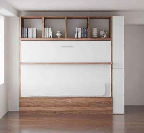 Royal Horizontal Queen Wall Bed with Desk and Bookcase 5