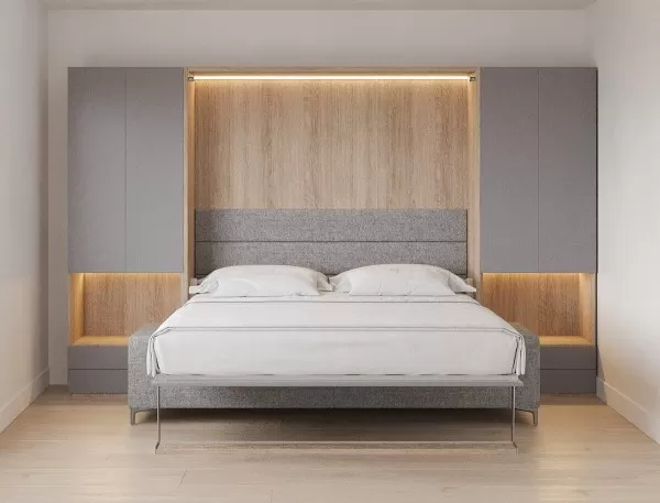 Royal King Murphy Bed with Sectional Sofa Wardrobe and Bookcase 20