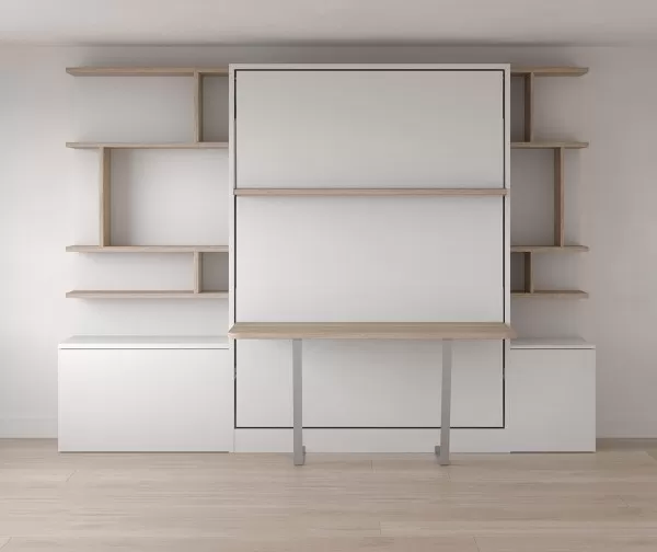 Royal Queen Wall Bed With Desk and Bookcase Set 5