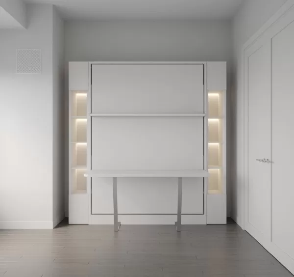 Royal Queen Wall Bed with Bookcase Set and Desk