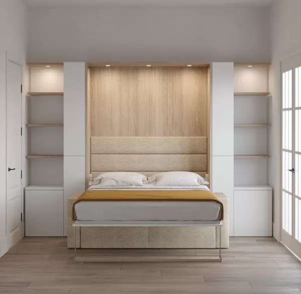 Royal Queen Wall Bed with Bookcase and Wardrobe 10