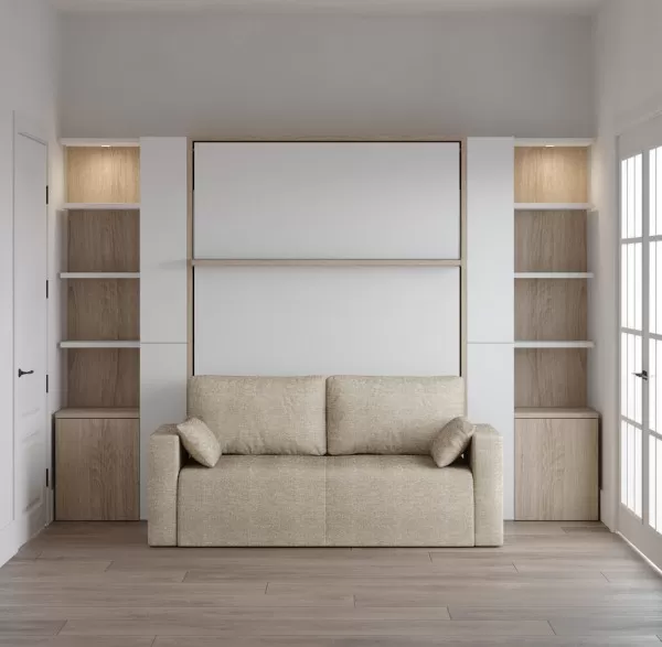 Royal Queen Wall Bed with Bookcase and Wardrobe 11