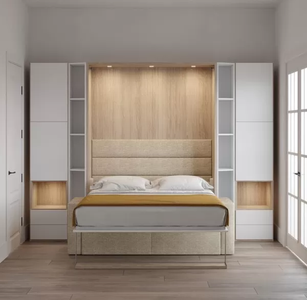 Royal Queen Wall Bed with Bookcase and Wardrobe 13