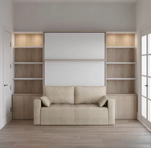 Royal Queen Wall Bed with Bookcase and Wardrobe 14