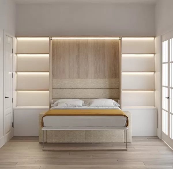 Royal Queen Wall Bed with Bookcase and Wardrobe 17