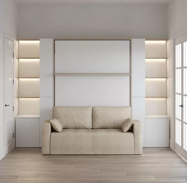 Royal Queen Wall Bed with Bookcase and Wardrobe 19