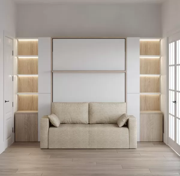 Royal Queen Wall Bed with Bookcase and Wardrobe 20