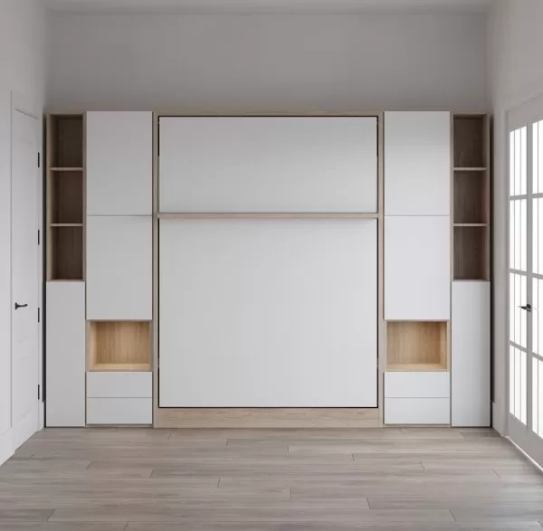 Royal Queen Wall Bed with Bookcase and Wardrobe 23