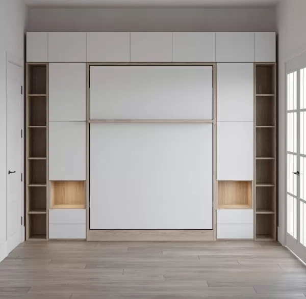 Royal Queen Wall Bed with Bookcase and Wardrobe 26