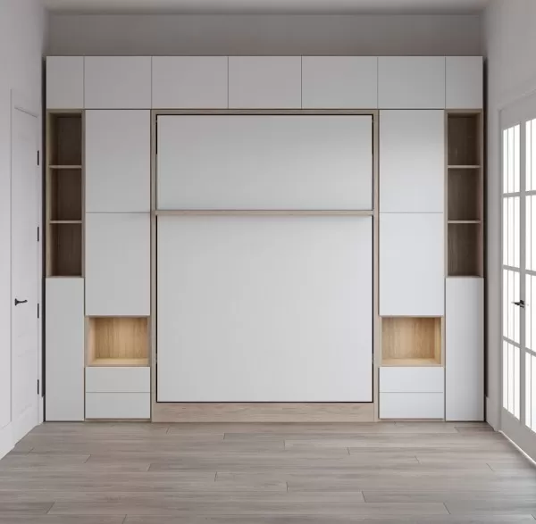 Royal Queen Wall Bed with Bookcase and Wardrobe 27