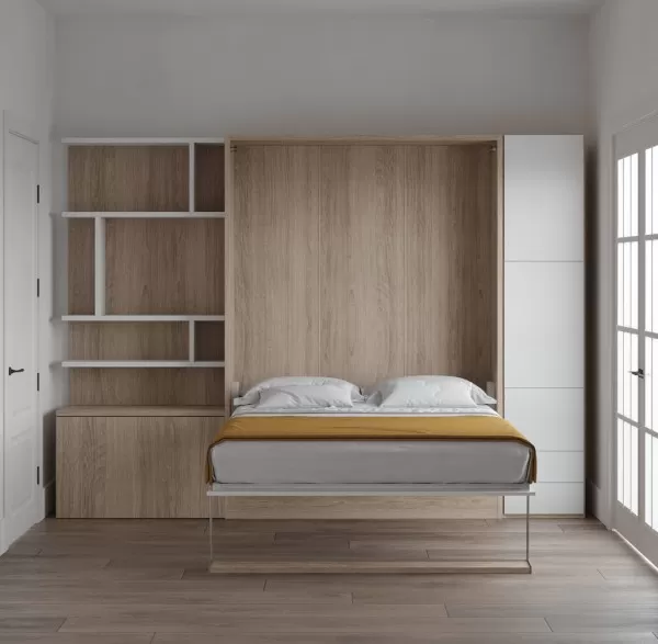 Royal Queen Wall Bed with Bookcase and Wardrobe 3