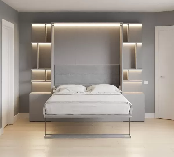 Royal Queen Wall Bed with Bookcase and Wardrobe 41