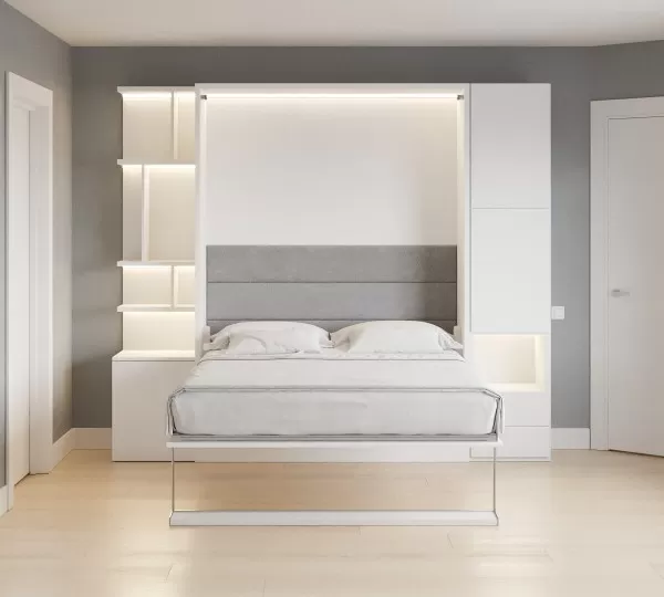 Royal Queen Wall Bed with Bookcase and Wardrobe 43